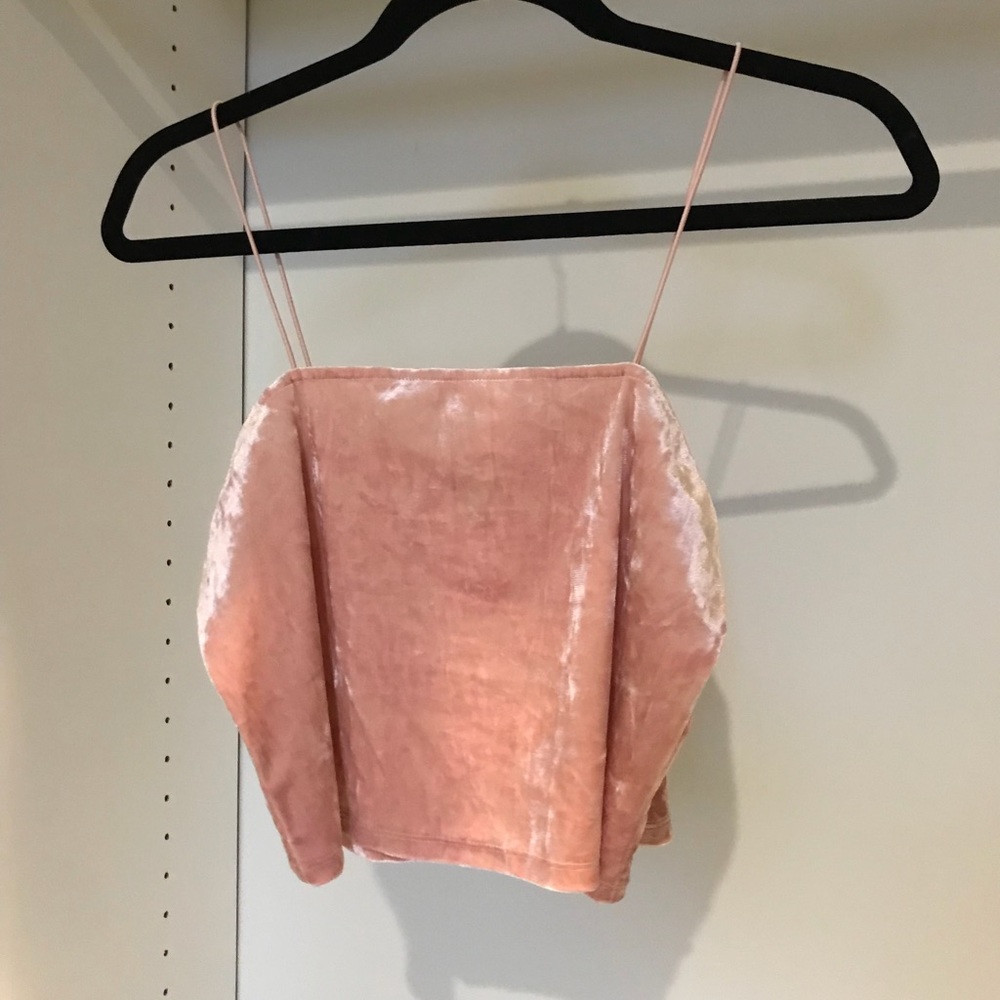 Pink velvet crop top
